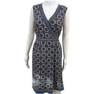 Ladies Sleeveless, V-Neck Knee Length Faux Wrap Dress by Max Studio